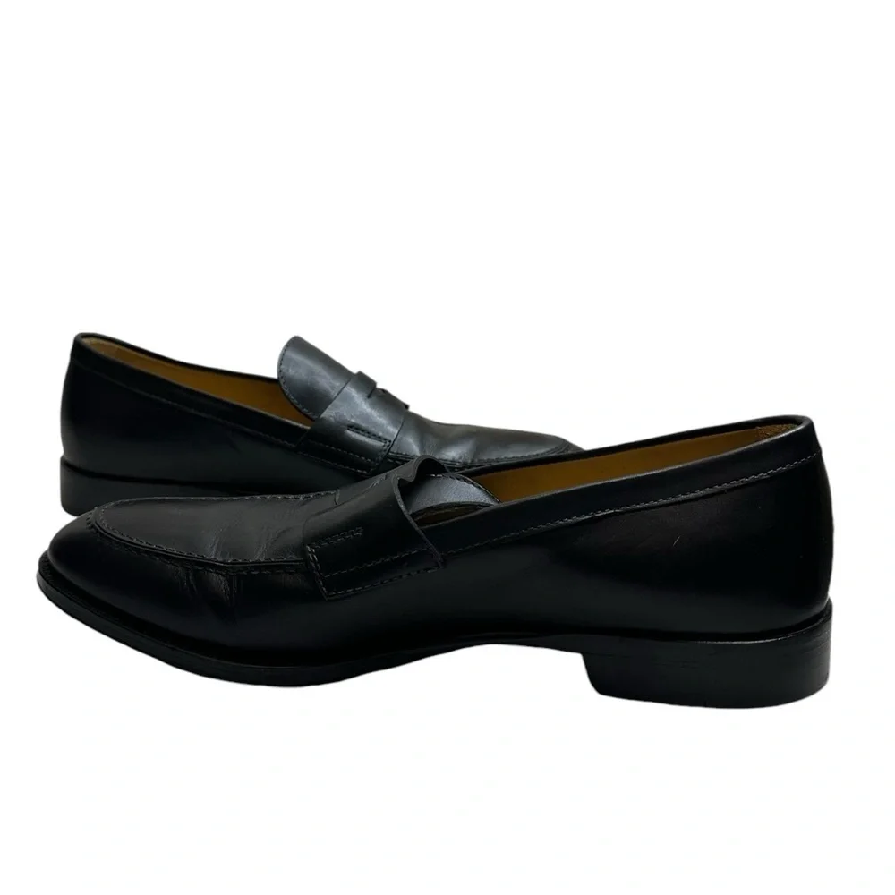 Zelli Savannah Italian calfskin penny loafer black men shoes, size 10, pre-owned